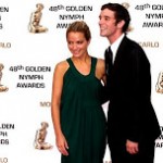 Becki Newton and Michael Urie at The Golden Nymph Awards