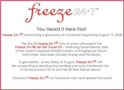 Freeze 24-7 Facebook Giveaway