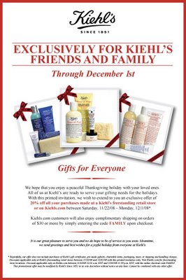 Kiehl’s Friends and Family Discount Through December 1