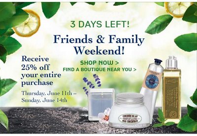 L’Occitane Friends & Family Weekend