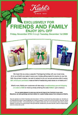 Kiehl’s Friends & Family: 20% Off