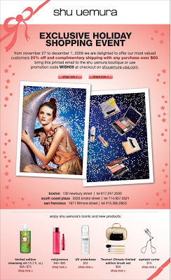 Shu Uemura Friends & Family AND Cyber Monday Sale