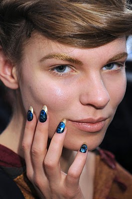 Glittery Brows and Rainforest Nails Backstage At Jen Kao