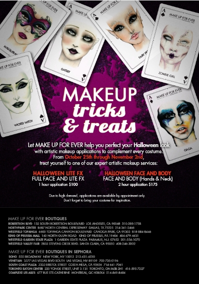 Make Up For Ever’s Halloween Makeup Services