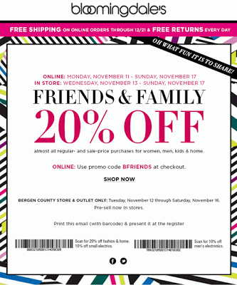 Bloomingdales Friends & Family Starts Today