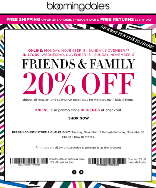 Bloomingdales Friends & Family Starts Today Rouge 18