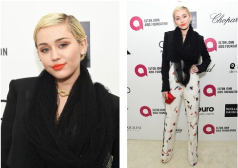 Miley Cyrus’ Marvelous Makeup For Elton John’s AIDS Foundation Academy Awards Viewing Party