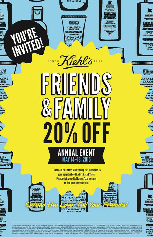 Kiehl’s Friends & Family: Get 20% Off
