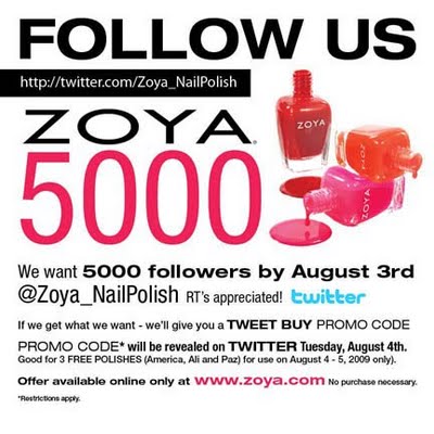 Follow Zoya On Twitter To Reveal a Promo Code!