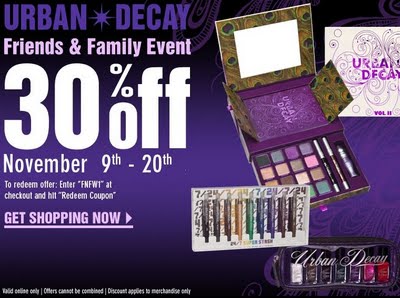 Urban Decay Friends and Family 30% Discount