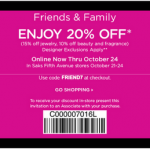 Saks Friends and Family Discount: 20% Off