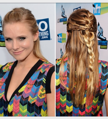 Kristen Bell’s Braided Half-up Hairstyle How-to