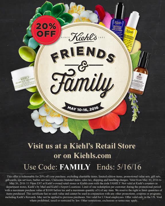 Kiehl’s Friends And Family Code